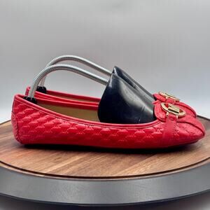MICHAEL KORS Fulton Logo Embossed Moccasin Red Loafers Ballet Flat Women's 10